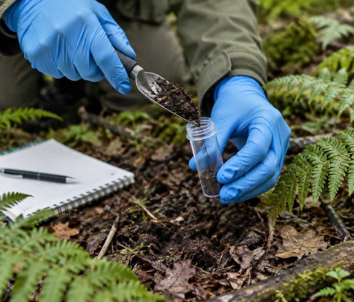 Illustrative environmental fieldwork: a soil sample being collected